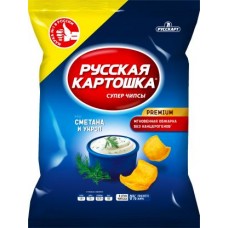 Чипсы Русская картошка Сметана и укроп 80г в магазинах Магнит