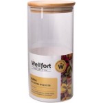 Банка Wellfort для сыпучих продуктов стекло бамбук 1.5л