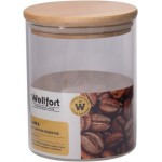 Банка Wellfort для сыпучих продуктов стекло бамбук 600мл
