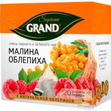 Чай черный и зеленый Grand Supreme малина-облепиха 20пак 36г в магазинах Магнит