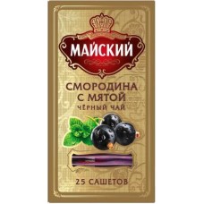 Чай черный Майский Смородина с мятой 25пак в магазинах Магнит