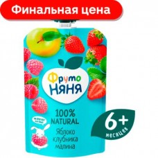 Десерт Фрутоняня из яблок клубники и малины 90г в магазинах Магнит