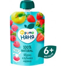 Десерт ФрутоНяня Яблоко клубника малина 90г в магазинах Магнит