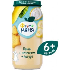 Пюре Фрутоняня Яблоко банан груша и печенье 250г в магазинах Магнит