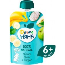 Пюре ФрутоНяня Яблоко банан творог 90г в магазинах Магнит