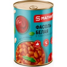 Фасоль Магнит белая в томатном соусе 400г в магазинах Магнит