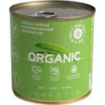 Горошек Organic зеленый консервированный органический 400г