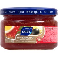 Икра лососевая Балтийский берег слабосоленая имитация 220г в магазинах Магнит