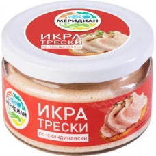 Икра трески Меридиан по-скандинавски подкопченная в соусе 180г в магазинах Магнит