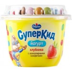 Йогурт Савушкин Суперкид клубника с конфетами 2% 103г
