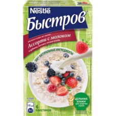 Каша Быстров Овсяная без варки Ассорти с молоком 6пак*40г в магазинах Магнит