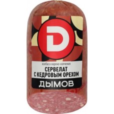Колбаса Дымов Сервелат с кедровым орехом варено-копченая 330г в магазинах Магнит