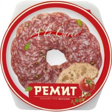 Колбаса Ремит Salsa сырокопченая нарезка в тарелке 80г в магазинах Магнит