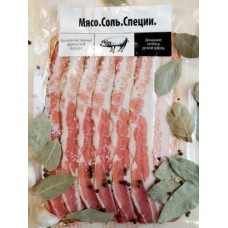 Бекон Мясо.Соль.Специи Деликатесный сырокопченый 100г в магазинах Магнит