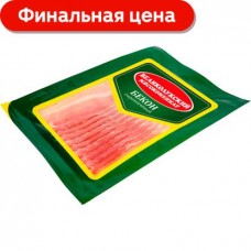 Бекон Великолукский МК из свинины сырокопченый нарезка 150г в магазинах Магнит