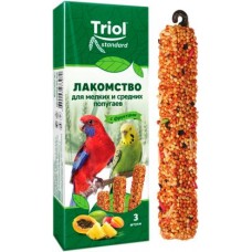 Лакомство для птиц Triol для мелких и средних попугаев с фруктами 80г в магазинах Магнит