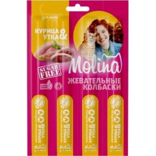 Лакомства для кошек Molina Жевательные колбаски курица утка 20г в магазинах Магнит