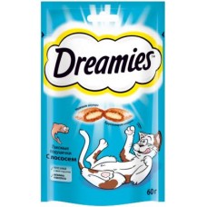 Лакомство для кошек Dreamies Подушечки с лососем 60г в магазинах Магнит