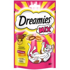 Лакомство для кошек Dreamies С говядиной и Сыром Микс говядина сыр 60г в магазинах Магнит