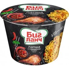 Лапша быстрого приготовления Биг Ланч со вкусом говядины в остром соусе 90г в магазинах Магнит
