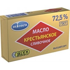 Масло сладко-сливочное Экомилк Крестьянское 72.5% 180г в магазинах Магнит