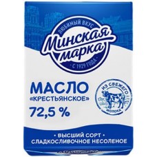 Масло сливочное Минская Марка Крестьянское 72.5% 180г в магазинах Магнит
