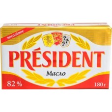Масло сливочное President несоленое 180г в магазинах Магнит
