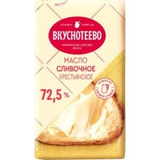 Масло сливочное Вкуснотеево Крестьянское 72.5% 180г в магазинах Магнит