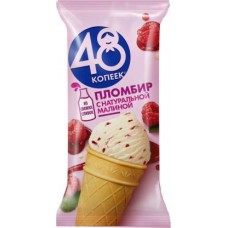 Мороженое 48 Копеек Пломбир с малиной в вафельном стаканчике 91г в магазинах Магнит