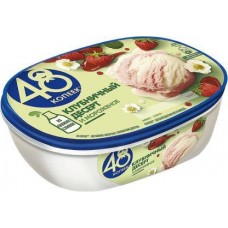 Мороженое 48 Копеек Ванильно-молочное Клубничный десерт 491г в магазинах Магнит