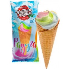 Мороженое Чистая линия Сахарный рожок Пломбир Радуга 110г в магазинах Магнит