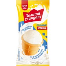 Мороженое Золотой стандарт вафельный стаканчик пломбир без глазури 95г в магазинах Магнит