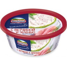 Сыр творожный Hochland с ветчиной и зеленью 60% 140г в магазинах Магнит