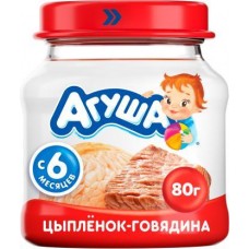 Пюре Агуша Цыпленок и говядина 80г в магазинах Магнит