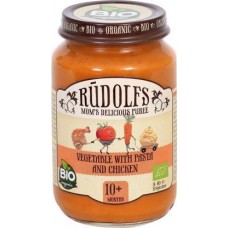 Пюре Rudolfs паста с овощами и цыпленком с 10месяцев 190г в магазинах Магнит