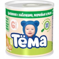 Пюре Тема Цыпленок с кабачками морковью и рисом с 6 месяцев 90г в магазинах Магнит