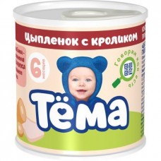 Пюре Тема Цыпленок с кроликом с 6 месяцев 90г в магазинах Магнит