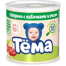 Пюре Тема Говядина с кабачками и рисом 6% с 6 месяцев 90г в магазинах Магнит