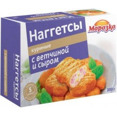Наггетсы Морозко куриные с ветчиной и сыром 300г в магазинах Магнит