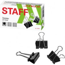 Зажимы для бумаг Офисмаг Staff черные 32мм 12шт в магазинах Магнит