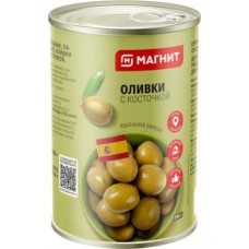 Оливки Магнит зеленые с косточкой 300мл в магазинах Магнит