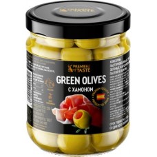Оливки Premiere of taste зеленые фаршированные хамоном 244мл в магазинах Магнит