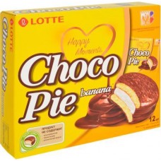 Печенье Lotte Choco Pie Banana в глазури 12шт*28г в магазинах Магнит