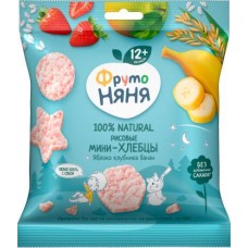 Мини-хлебцы ФрутоНяня Рисовые с яблоком клубникой и бананом 30г в магазинах Магнит