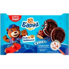 Пирожное Медвежонок Барни Бисквитный сэндвич с кусочками печенья Oreo 180г в магазинах Магнит