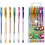 Ручки гелевые 6 цветов 0.5мм неоновые металл блестки