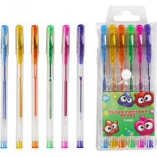 Ручки гелевые 6 цветов 0.5мм неоновые металл блестки в магазинах Магнит