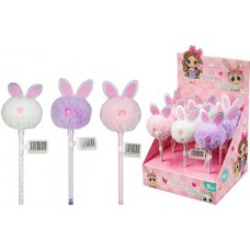 Ручка шариковая плюшевая синяя цветная зайцы в магазинах Магнит