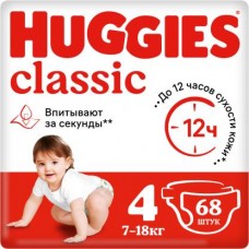 Подгузники Huggies Classic №4 7-18кг 68шт в магазинах Магнит
