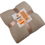 Плед корал флис бежевый зигзаг 240*260см